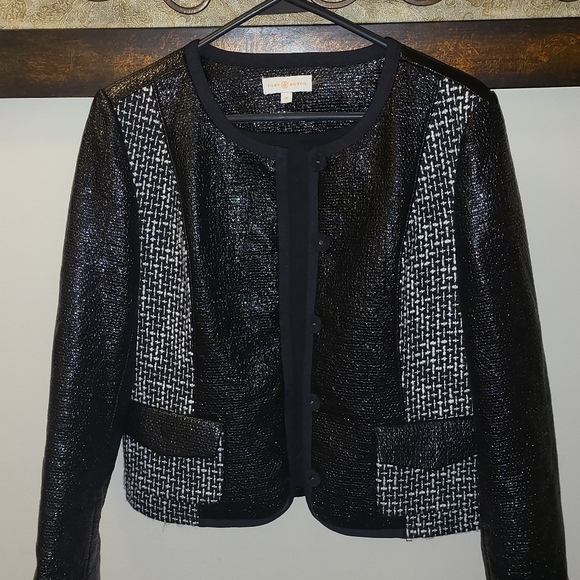 Tory Burch Daria Tweed Black Moto Jacket - Picture 14 of 14